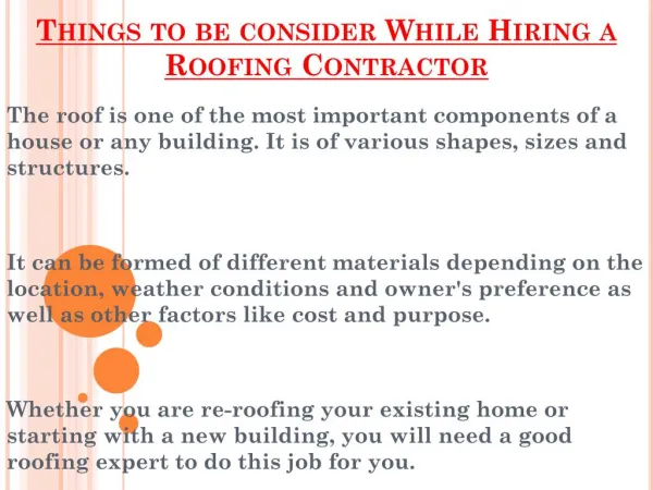 Remember These Points While Hiring A Roofing Contractor