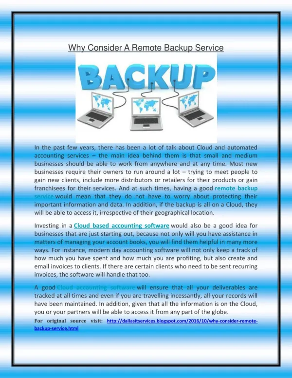 Why Consider A Remote Backup Service