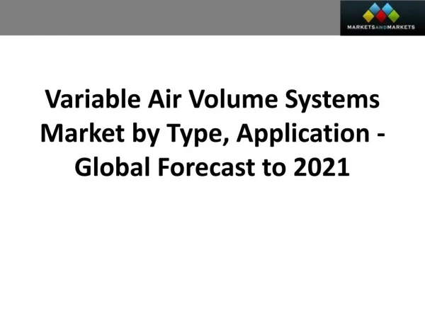 Variable Air Volume Systems Market worth 13.44 Billion USD by 2021