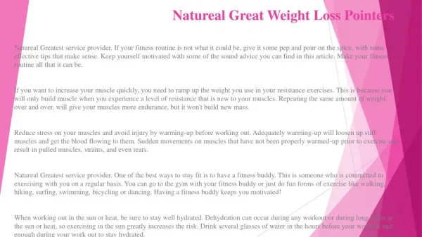 Natureal Get a Brand-New Body by Following This Great Guide!