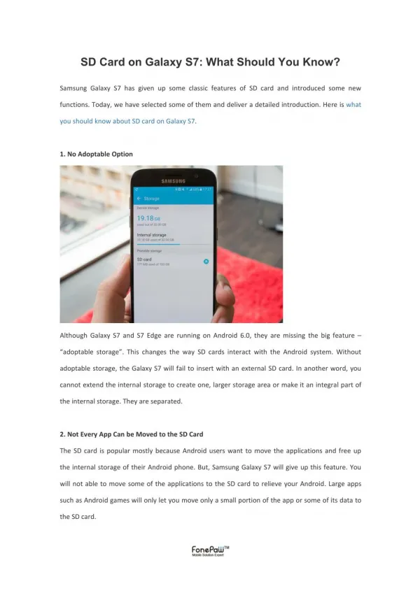 SD Card on Galaxy S7: What Should You Know?