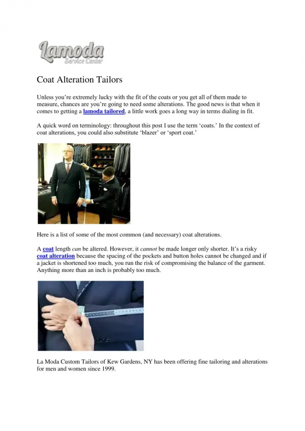 Coat Alteration tailors