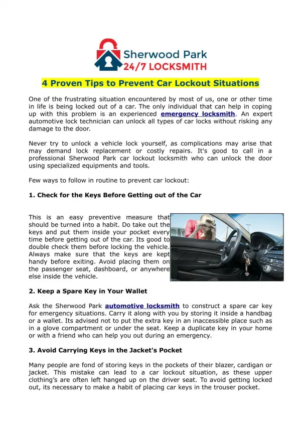 4 Proven Tips to Prevent Car Lockout Situations