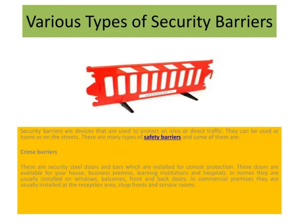 Various Types of Security Barriers