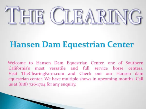 Hansen dam equestrian center
