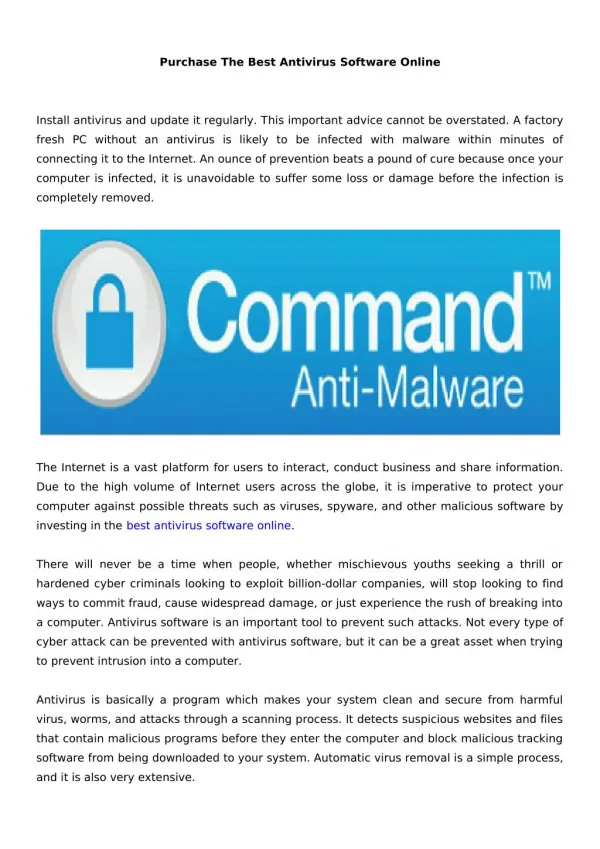 Purchase The Best Antivirus Software Online