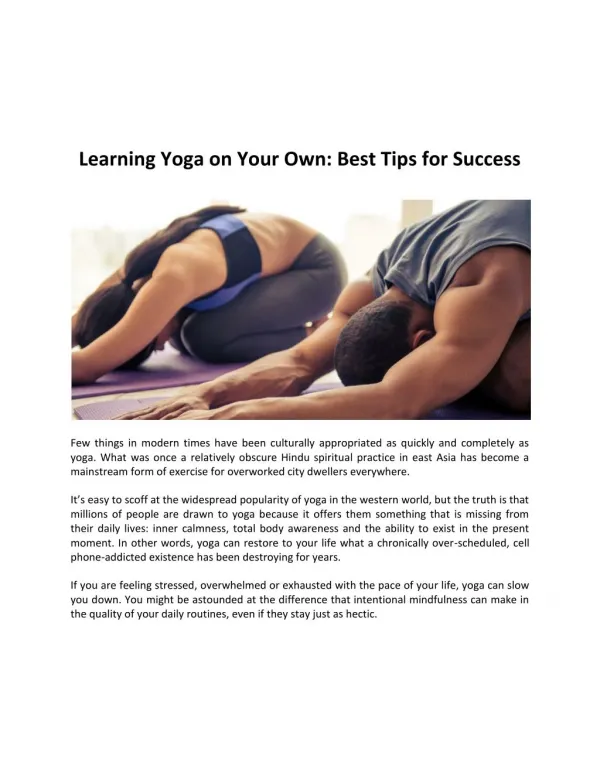 Learning Yoga On Your Own- Best Tips For Success