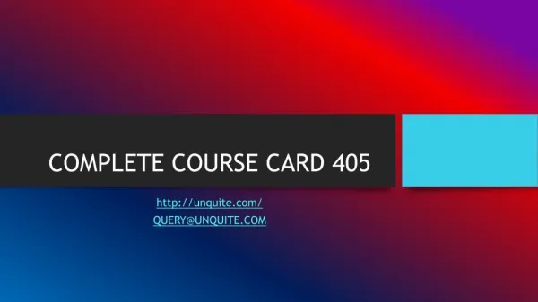 COMPLETE COURSE CARD 405