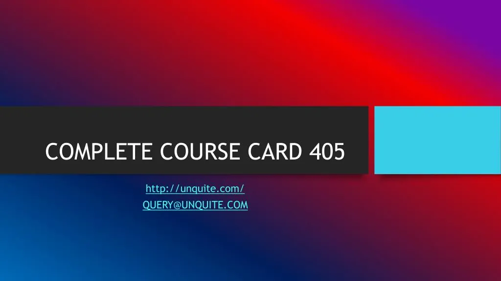 complete course card 405