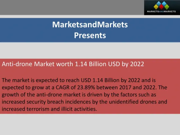 Anti-drone Market worth 1.14 Billion USD by 2022