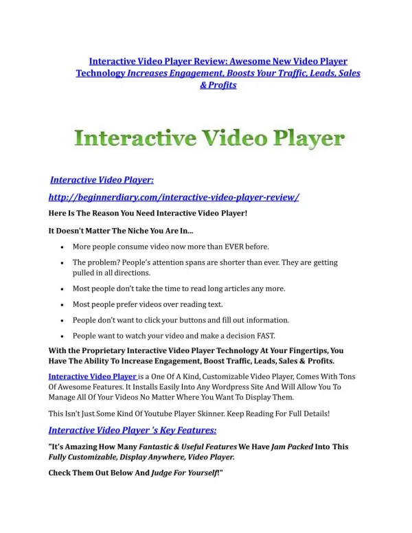 Interactive Video Player Review-(GIANT) bonus & discount