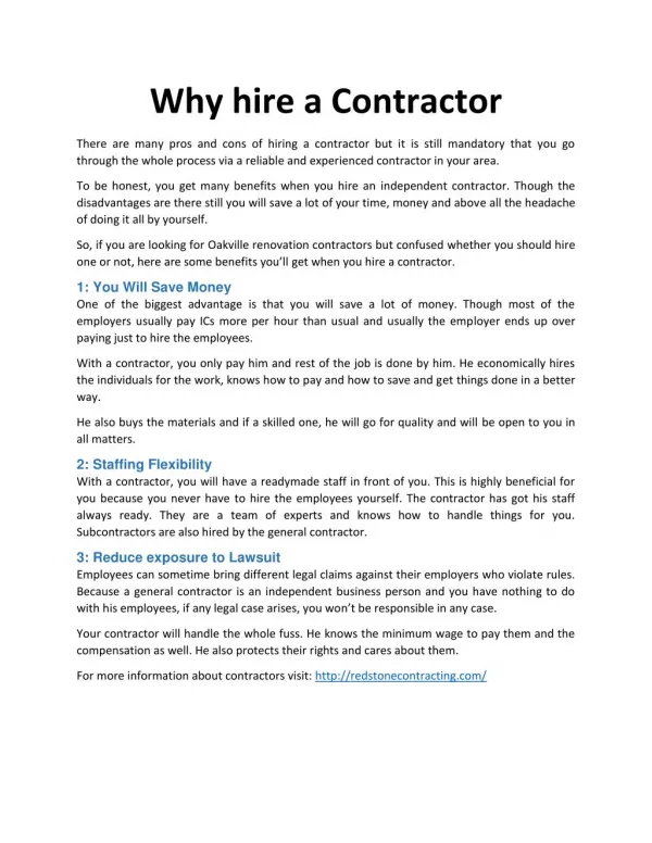 Why hire a contractor?