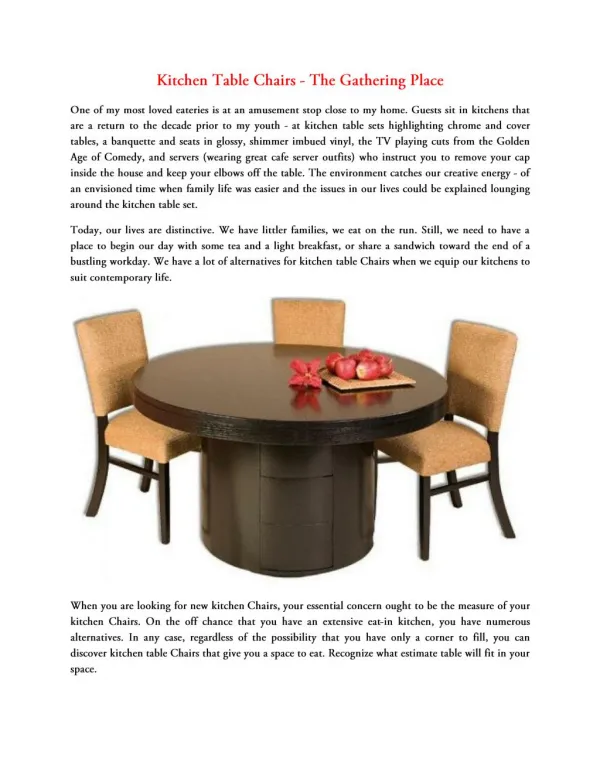 Kitchen Table Chairs - The Gathering Place