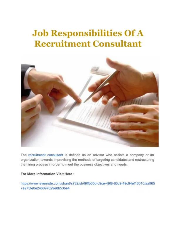 Job Responsibilities Of A Recruitment Consultant