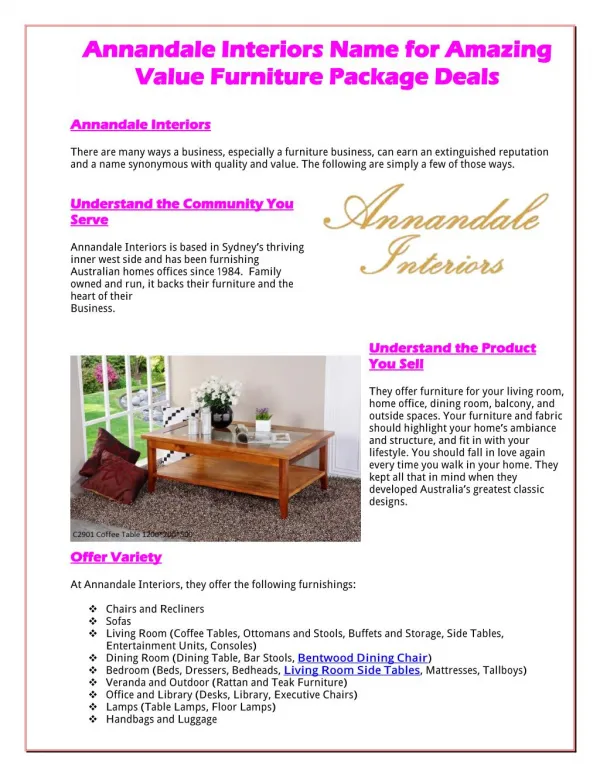 Annandale Interiors Name For Amazing Value Furniture Package Deals