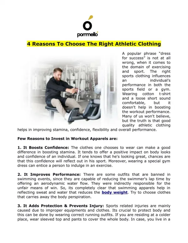 4 Reasons To Choose The Right Athletic Clothing