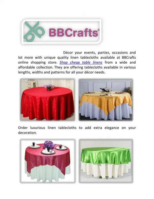 Collections of cheap table linen for decoration