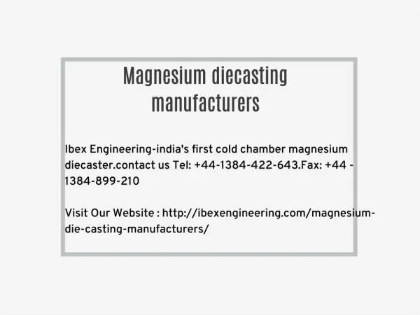 Magnesium diecasting manufacturers