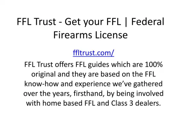 FFL Trust - Get your FFL | Federal Firearms License