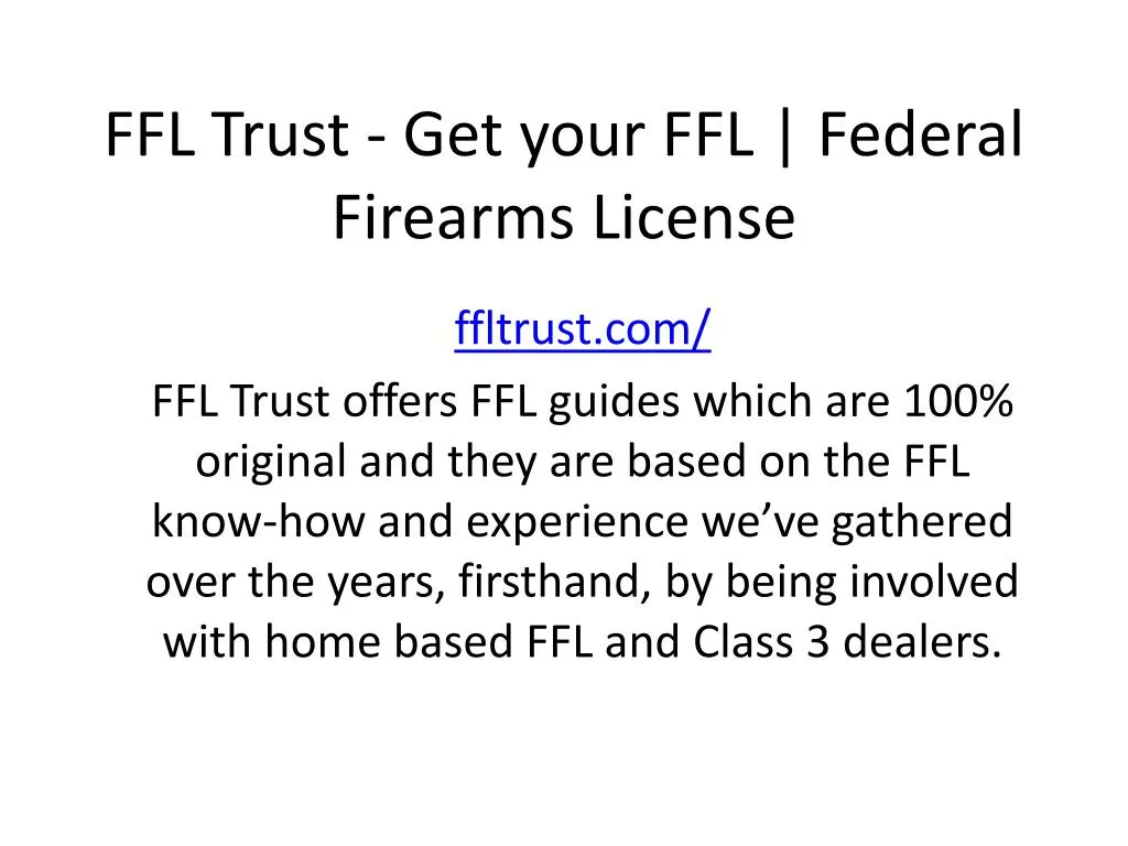 ffl trust get your ffl federal firearms license