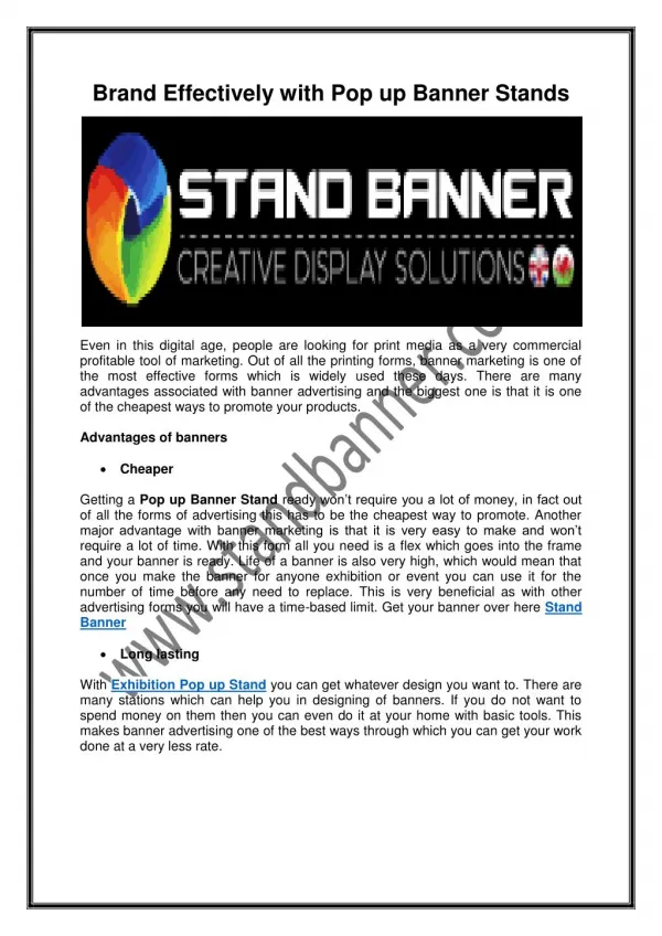 Brand Effectively with Pop up Banner Stands
