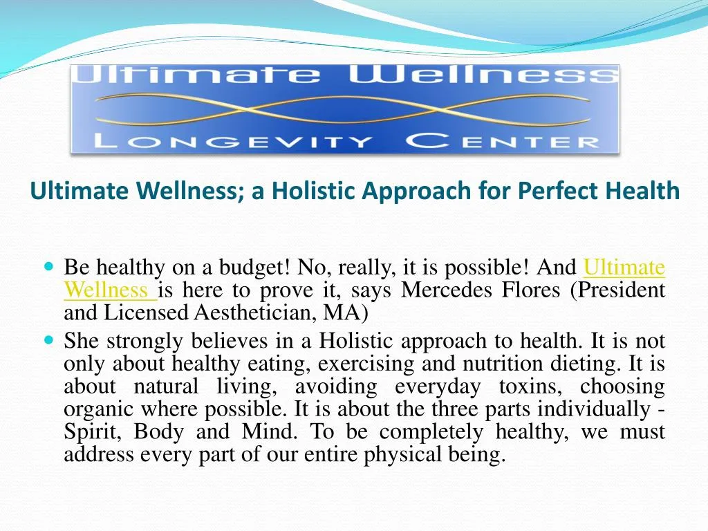 ultimate wellness a holistic approach for perfect health