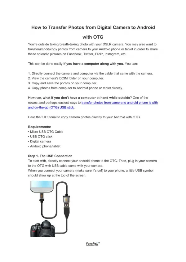How to Transfer Photos from Digital Camera to Android with OTG