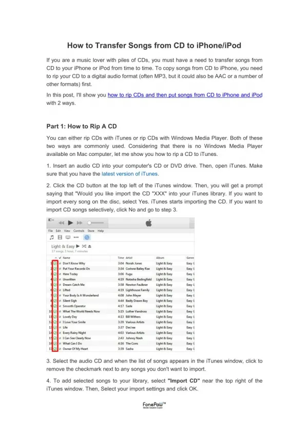 How to Transfer Songs from CD to iPhone/iPod