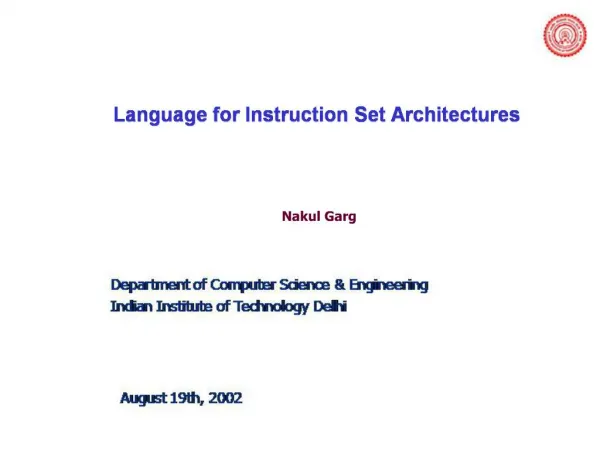 Language for Instruction Set Architectures