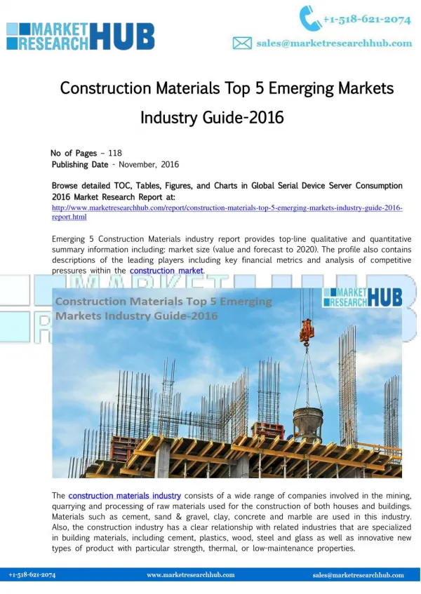 Construction Materials Top 5 Emerging Markets Industry Guide-2016