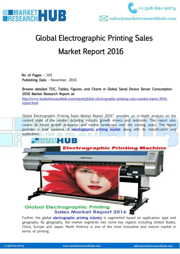Global Electrographic Printing Sales Market Report 2016