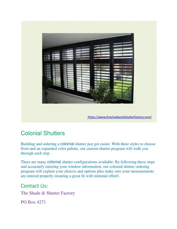 Colonial Shutters