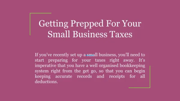 Getting Prepped For Your Small Business Taxes