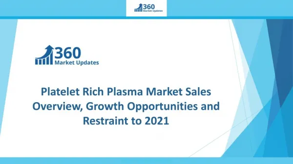 Platelet Rich Plasma Market Sales Overview, Growth Opportunities and Restraint to 2021