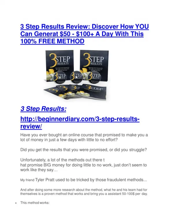 3 Step Results Review and 3 Step Results (EXCLUSIVE) bonuses pack
