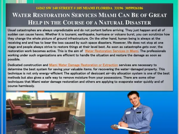 Miami Water Damage Restoration or Extraction