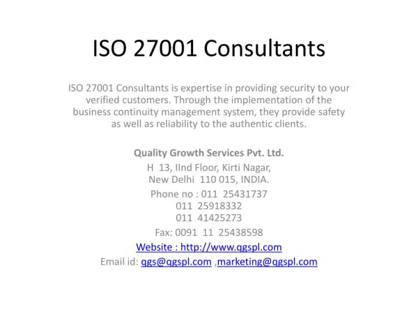 ISO 27001 Consultants