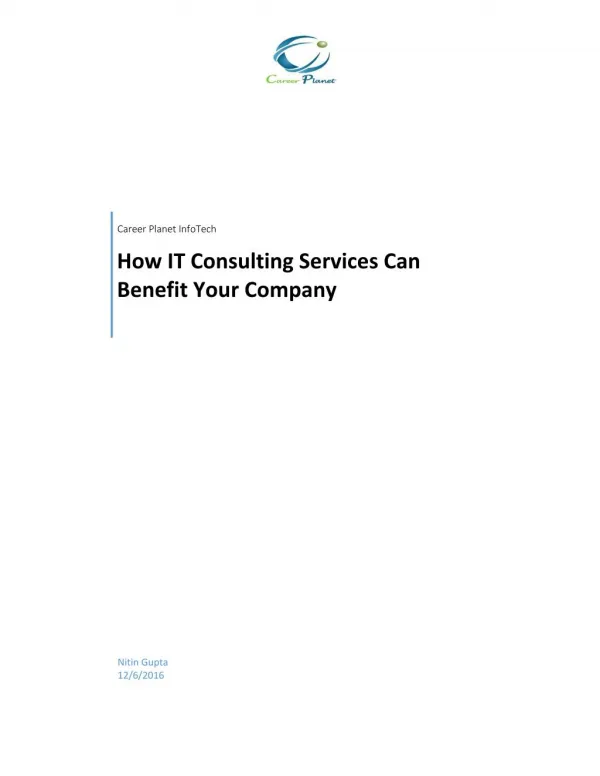 How IT Consulting Services Can Benefit Your Company