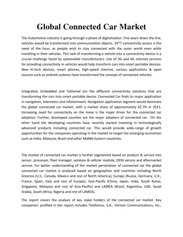 Global Connected Car Market