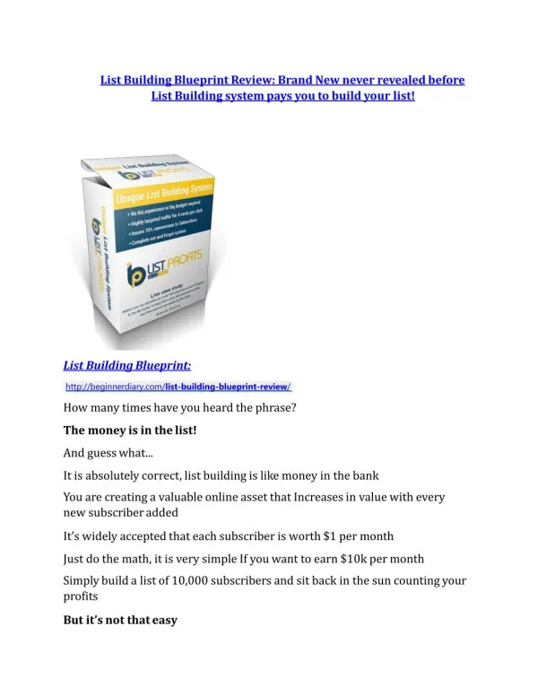 List Building Blueprint review in particular - List Building Blueprint bonus