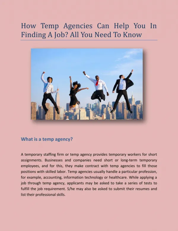 How Temp Agencies Can Help You In Finding A Job? All You Need To Know