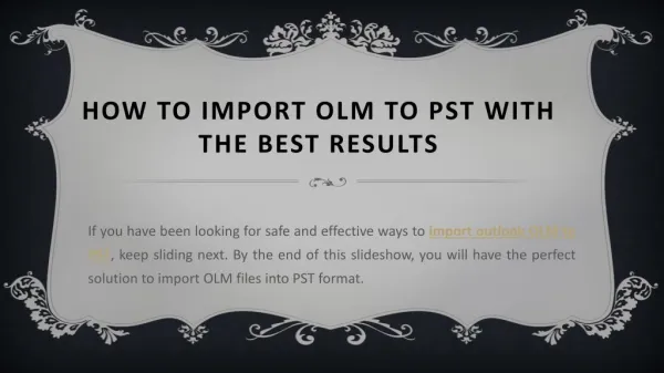 Import OLM to PST Format