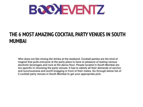 THE 6 MOST AMAZING COCKTAIL PARTY VENUES IN SOUTH MUMBAI BookEventZ