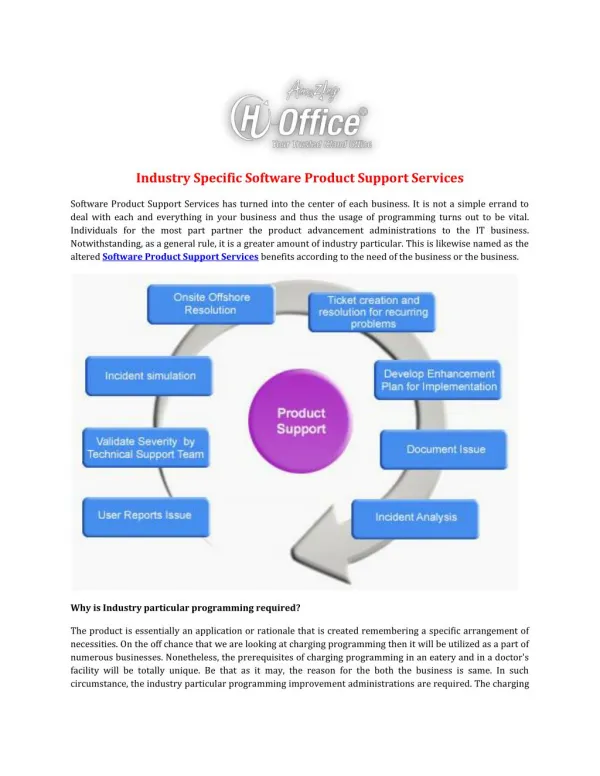 Industry Specific Software Product Support Services