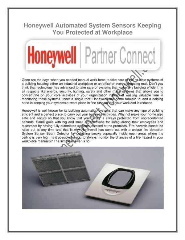 Honeywell Automated System Sensors Keeping You Protected at Workplace