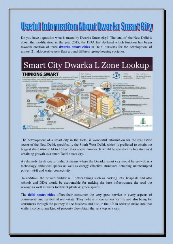 Useful Information About Dwarka Smart City