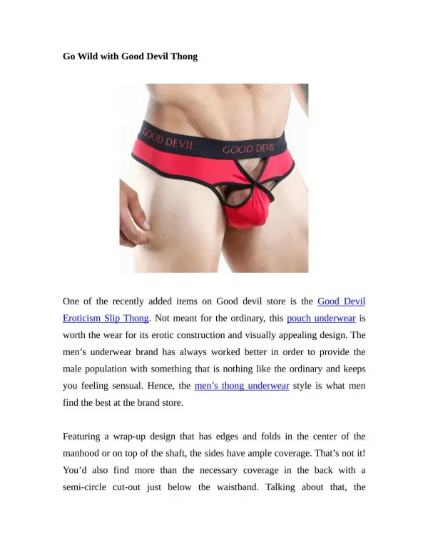 Go Wild with Good Devil Thong