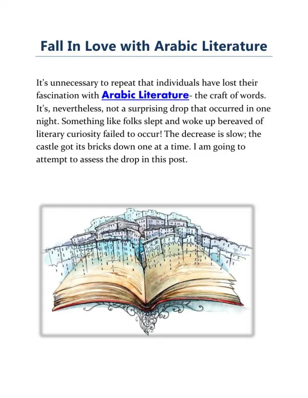 Fall In Love with Arabic Literature