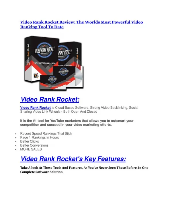 Video Rank Rocket Review-TRUST about Video Rank Rocket and 80% discount