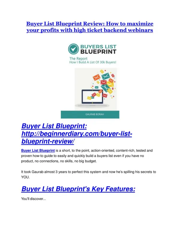 Buyer List Blueprint Review-$32,400 bonus & discount